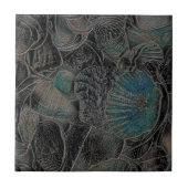 シーシェルズ海ビーチティール(緑がかった色)ブラックア航海のート タイル (正面)