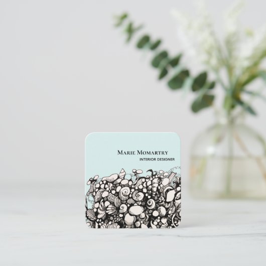 シーシェルズ白黒名刺 スクエア名刺 (スタンド正面)