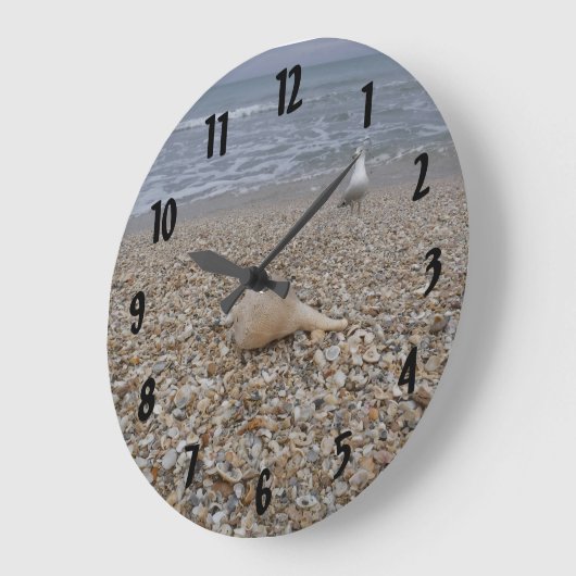 シーシェルズ&シーガルズ ラージ壁時計 (傾斜)