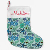 シーシェルズ&スターフィッシュ|名前の追加 スモールクリスマスストッキング (正面)