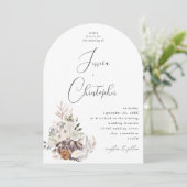 シーシェルズ&ホワイト フローラル ウェディング 3 アーチ 招待状 (スタンド正面)