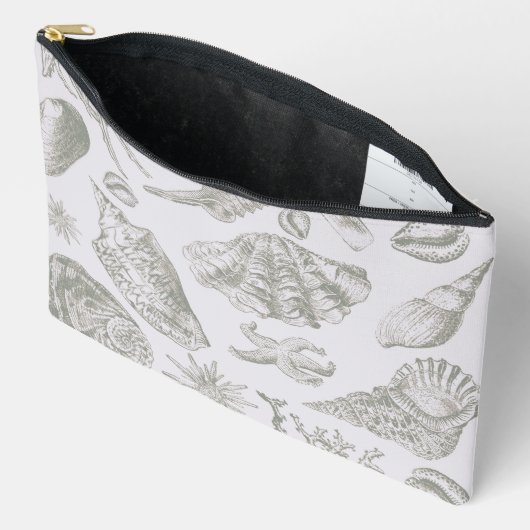 シーシェルソフトアンティークアートビーチシェル アクセサリーポーチ (見開き)