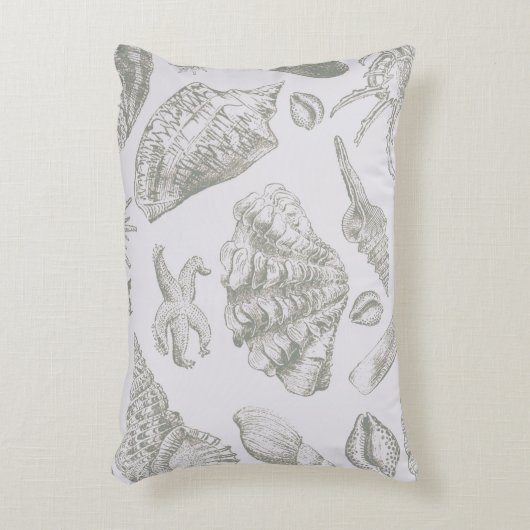 シーシェルソフトアンティークアートビーチシェル アクセントクッション (正面(垂直))