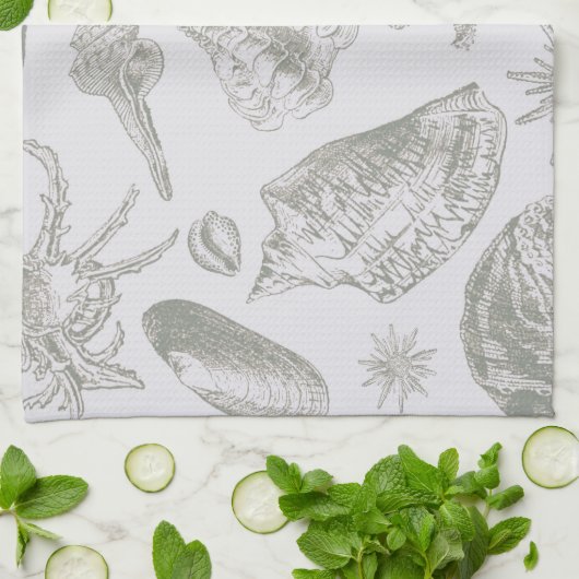 シーシェルソフトアンティークアートビーチシェル キッチンタオル (折り畳み)