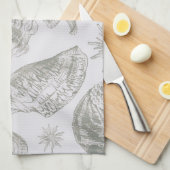 シーシェルソフトアンティークアートビーチシェル キッチンタオル (四つ折り)