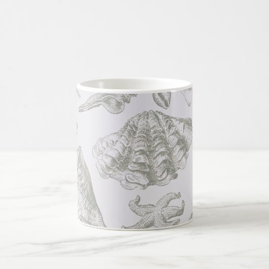 シーシェルソフトアンティークアートビーチシェル コーヒーマグカップ (中央)