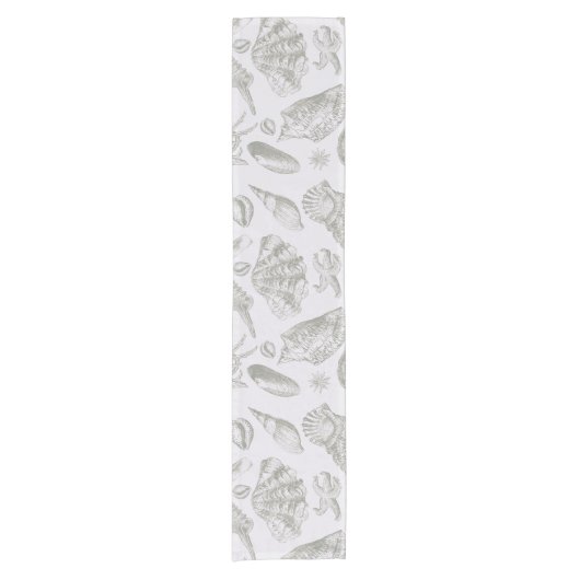 シーシェルソフトアンティークアートビーチシェル ショートテーブルランナー (正面)