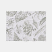 シーシェルソフトアンティークアートビーチシェル フリースブランケット (正面(横))