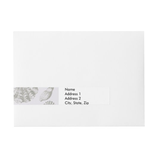 シーシェルソフトアンティークアートビーチシェル ラップアラウンド宛名ラベル (正面)