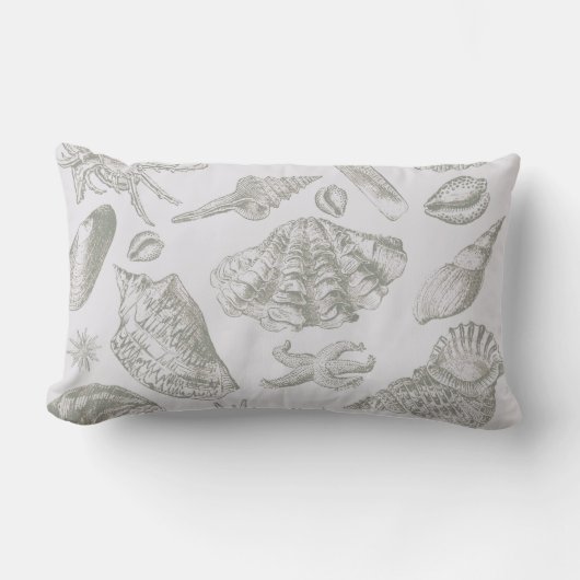 シーシェルソフトアンティークアートビーチシェル ランバークッション (正面)