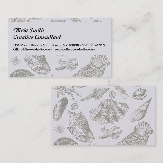 シーシェルソフトアンティークアートビーチシェル 名刺 (正面/裏面)