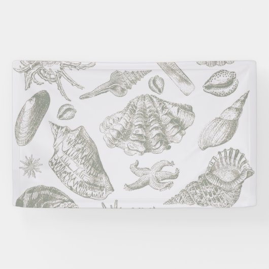 シーシェルソフトアンティークアートビーチシェル 横断幕 (横)