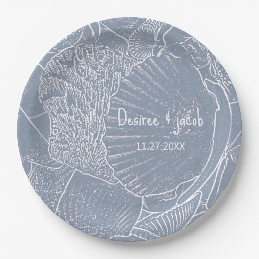 シーシェルダスティブルーコーストビーチ ペーパープレート (正面)