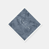 シーシェルダークダスティブルーコーストモダンビーチ スタンダードカクテルナプキン (角)