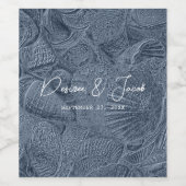 シーシェルダークダスティブルーコーストモダンビーチ ワインラベル (シングルラベル)