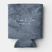 シーシェルダークダスティブルーコーストモダンビーチ 缶クーラー (正面)