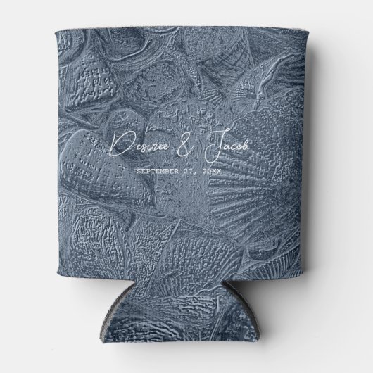 シーシェルダークダスティブルーコーストモダンビーチ 缶クーラー (正面)