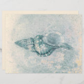 シーシェルティール（緑がかった色）ベージュヴィンテージ海ビーチテクスチャ (正面/裏面)