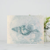 シーシェルティール(緑がかった色)ベージュヴィンテージ海ビーチテクスチャ (スタンド正面)