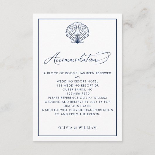 シーシェルネイビーブルービーチ結婚式宿泊施設 エンクロージャーカード (正面)