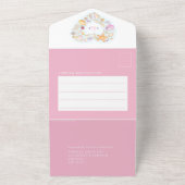 シーシェルハート水彩ビーチ結婚式 オールインワン招待状 (外側)