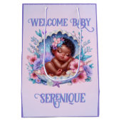 シーシェルパステルで眠っている民族赤子の少女 ミディアムペーパーバッグ (裏面)