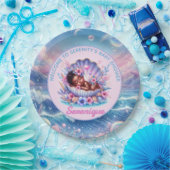 シーシェルパステルのアフリカ系アメリカ人ベビーガール ペーパープレート (パーティー)