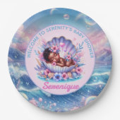 シーシェルパステルのアフリカ系アメリカ人ベビーガール ペーパープレート (正面)