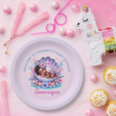 シーシェルパステルのアフリカ系アメリカ人ベビーガール ペーパープレート (パーティー)