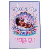 シーシェルパステルのアフリカ系アメリカ人ベビーガール ミディアムペーパーバッグ (正面)