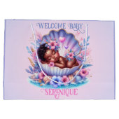 シーシェルパステルのアフリカ系アメリカ人ベビーガール ラージペーパーバッグ (裏面)