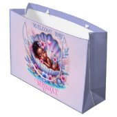 シーシェルパステルのアフリカ系アメリカ人ベビーガール ラージペーパーバッグ (裏面アングル)