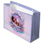 シーシェルパステルのアフリカ系アメリカ人ベビーガール ラージペーパーバッグ (正面アングル)