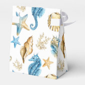 シーシェルパターンビーチブライダルシャワーお気に入りボックス フェイバーボックス (裏面サイド)