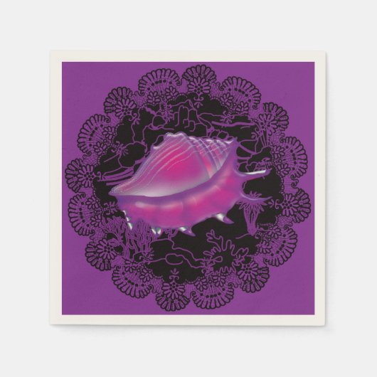 シーシェルパープル スタンダードカクテルナプキン (正面)