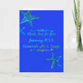 シーシェルヒトデハッピーバースデー海ブルー カード (裏面)