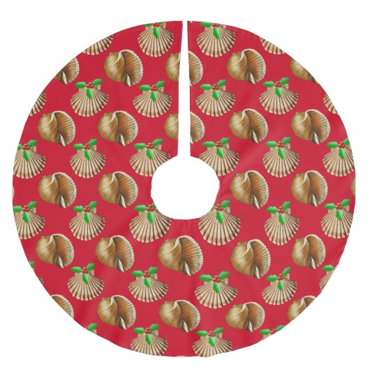 シーシェルビーチクリスマス ブラッシュドポリエステルツリースカート (正面)