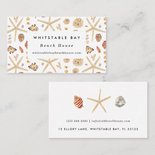 シーシェルビーチハウスコテージB&Bバケーションレンタル 名刺 (正面/裏面)