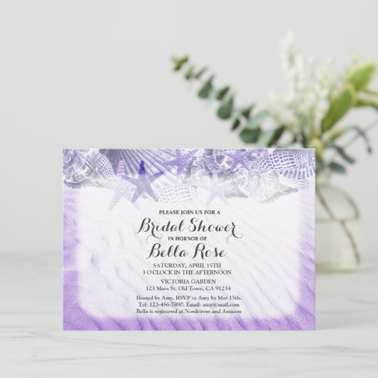 シーシェルビーチブライダルシャワー招待状seashell1 招待状 (スタンド正面)