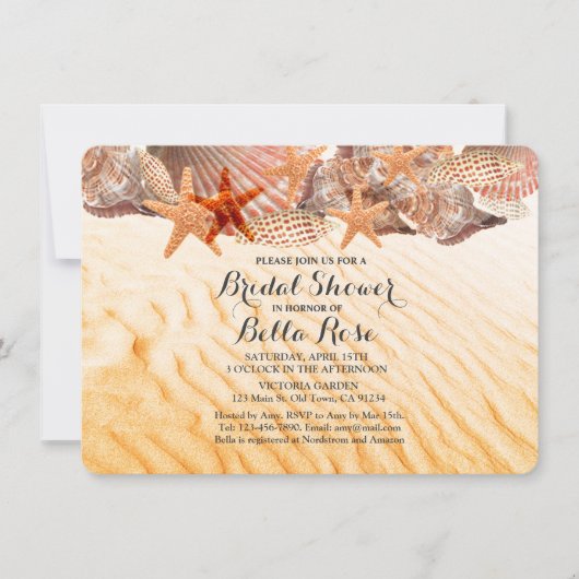 シーシェルビーチブライダルシャワー招待状seashell5 招待状 (正面)
