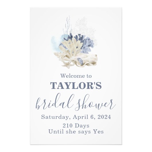 シーシェルビーチブルーブライダルシャワーへようこそ フォトプリント            (正面)