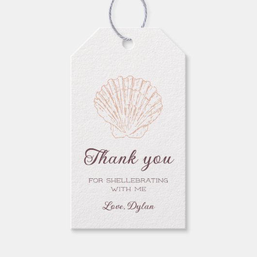 シーシェルビーチベイビーシャワーのご案内に感謝 ギフトタグ (正面)