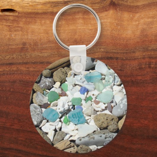 シーシェルビーチ海沿岸キーホルダーシーガラス キーホルダー (正面)