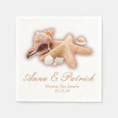 シーシェルビーチ目的地ウェディングカスタムパーティー スタンダードカクテルナプキン (正面)