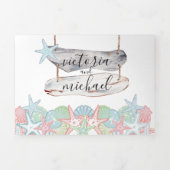 シーシェルビーチ結婚式トリフォールド招待状 三つ折り招待状 (カバー)