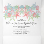 シーシェルビーチ結婚式トリフォールド招待状 三つ折り招待状 (内部中)