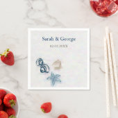 シーシェルビーチ結婚式パーソナライズされたナプキン スタンダードカクテルナプキン (インサイチュ)