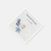 シーシェルビーチ結婚式パーソナライズされたナプキン スタンダードカクテルナプキン (角)