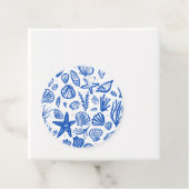 シーシェルビーチ結婚式ブルーホワイトカスタムホテル フェイバータグ (インサイチュ)