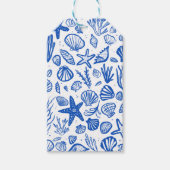 シーシェルビーチ結婚式ブルーホワイトキュートシーサイド ギフトタグ (正面)